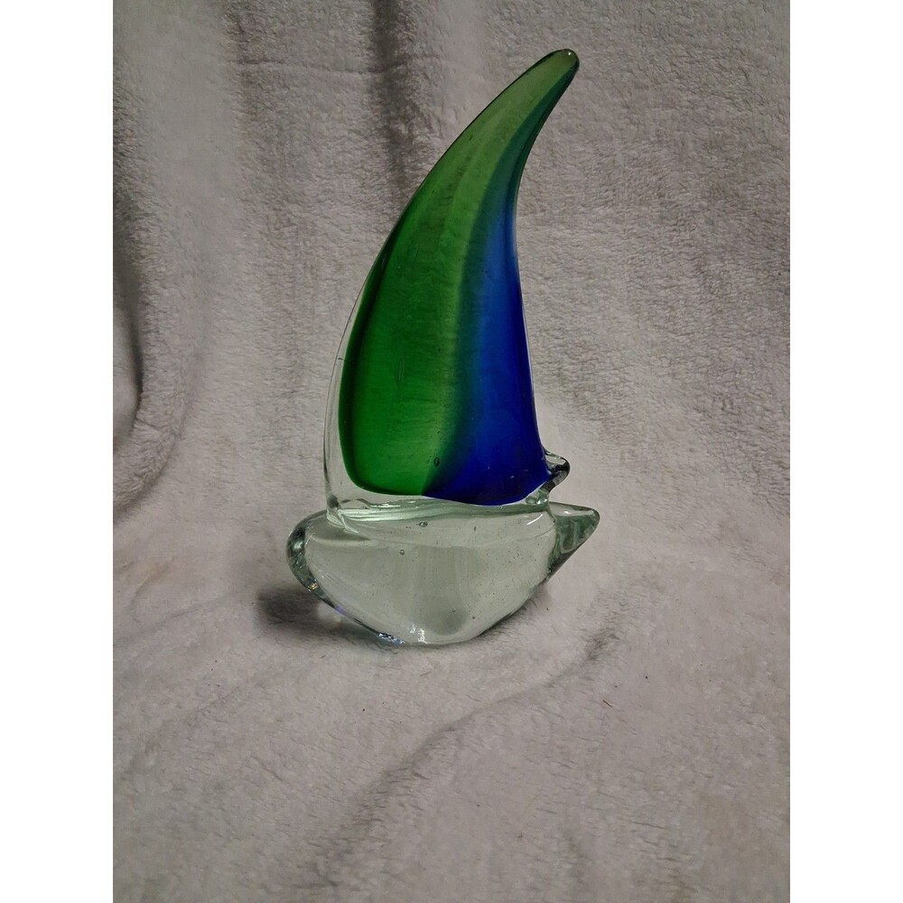 Murano Italy Art Glass Hand Blown Sailboat Boat Statue Paperweight